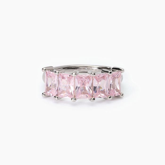 Anello donna in argento con zirconi rosa Valentina