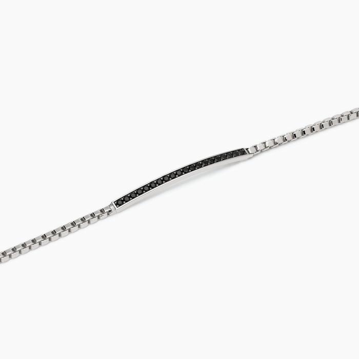 Bracciale uomo in argento con piastra e zirconi Cosmopolitan