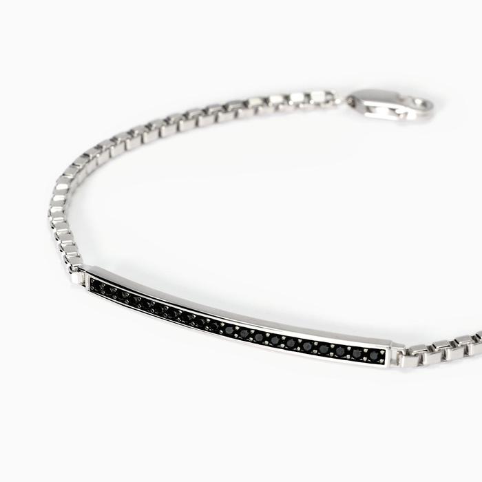 Bracciale uomo in argento con piastra e zirconi Cosmopolitan