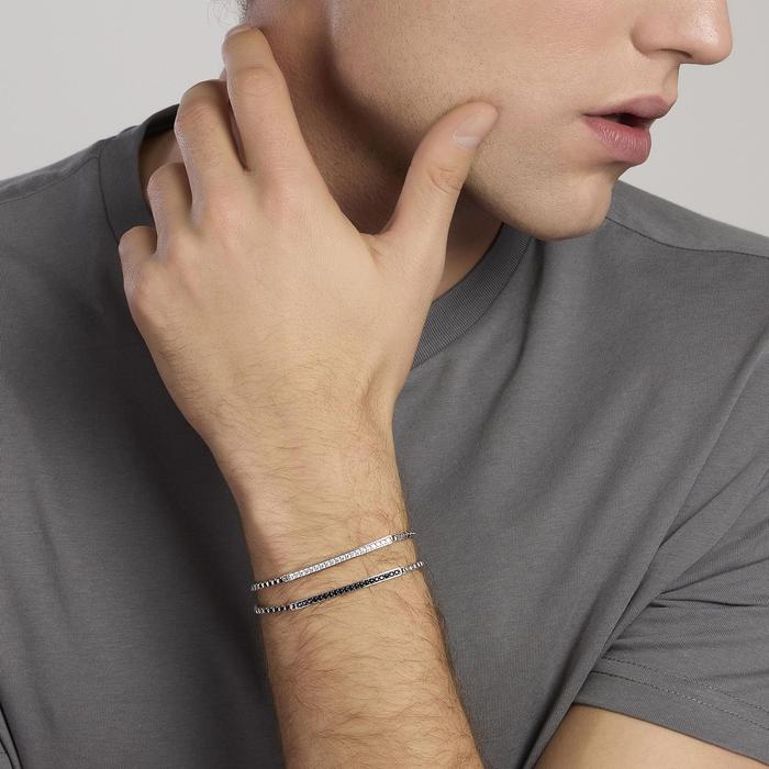 Bracciale uomo in argento con piastra e zirconi Cosmopolitan