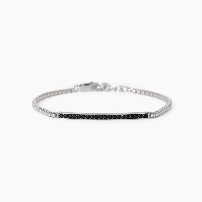 Bracciale uomo in argento con piastra e zirconi Cosmopolitan