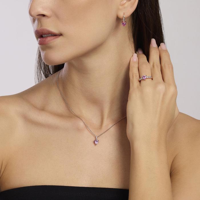 Girocollo in argento con tormalina sintetica Rouge
