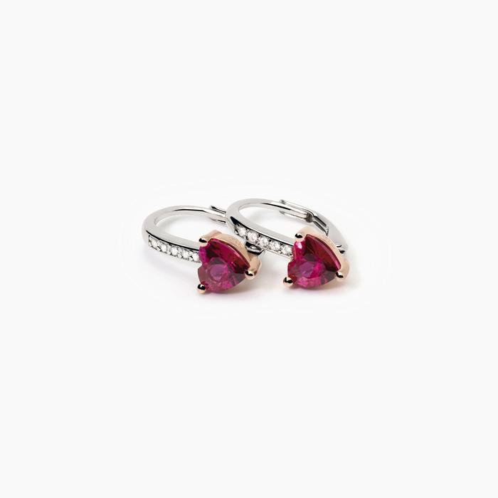 Orecchini in argento con rubini e zirconi Rouge
