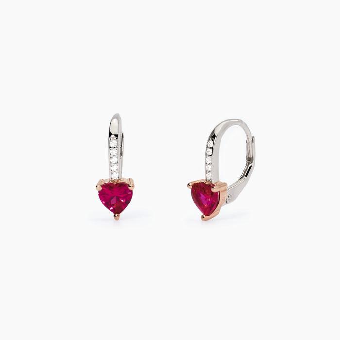 Orecchini in argento con rubini e zirconi Rouge