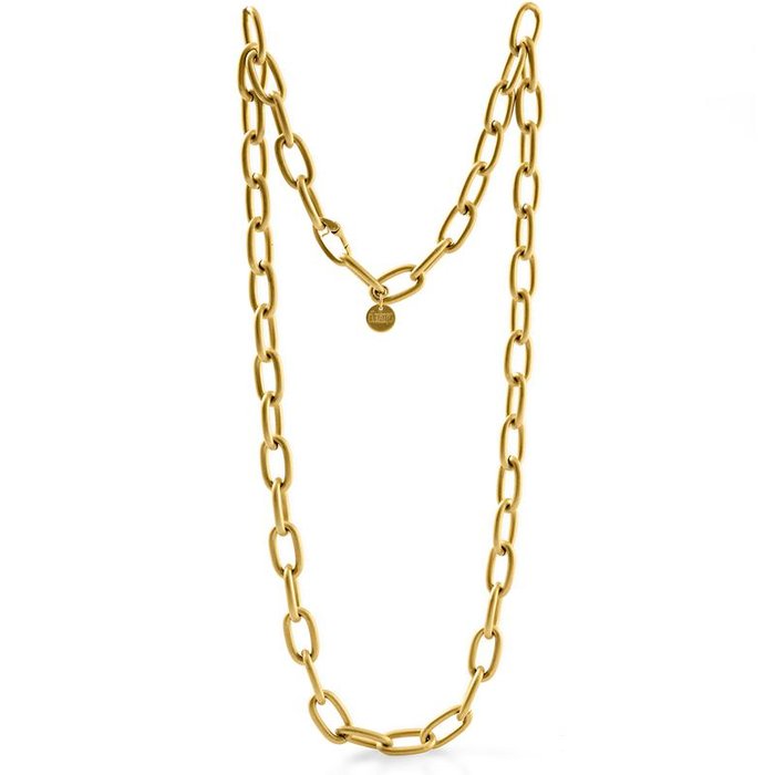 Collana catena lunga in bronzo dorato satinato