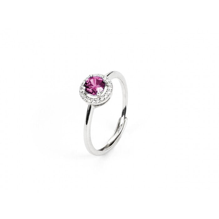 Anello zirconi centrale rosso