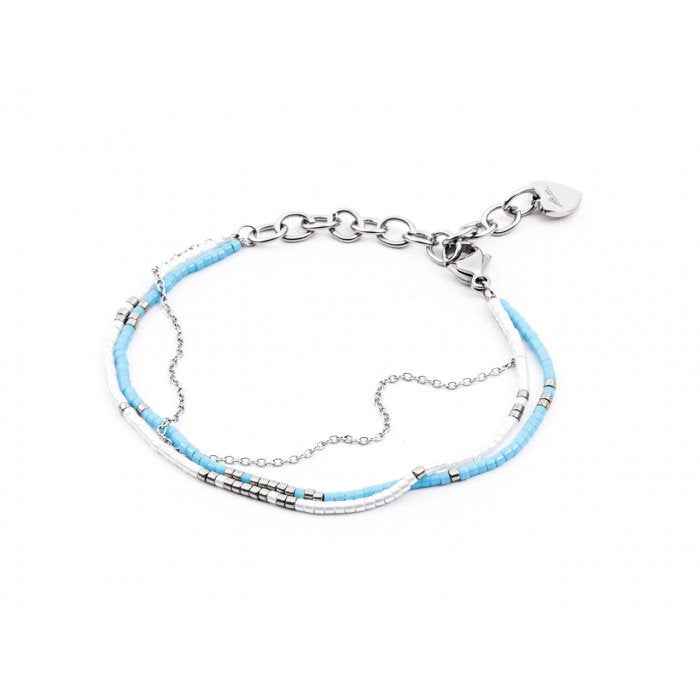 Bracciale multifilo con perline azzurre