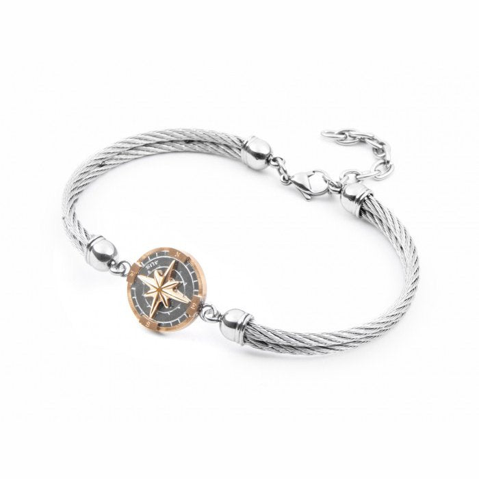 Bracciale due fili con bussola bicolore