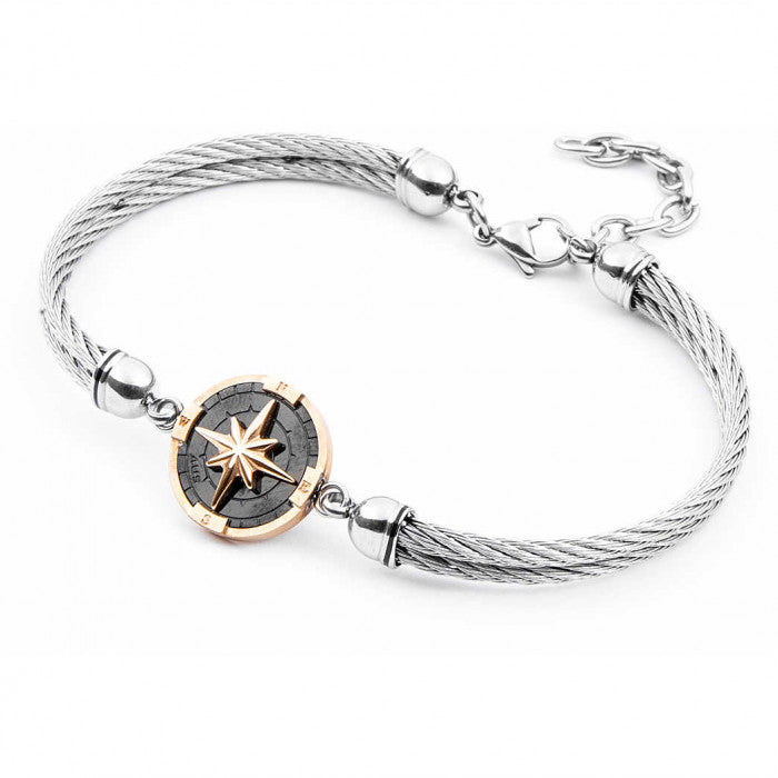 Bracciale due fili con bussola bicolore