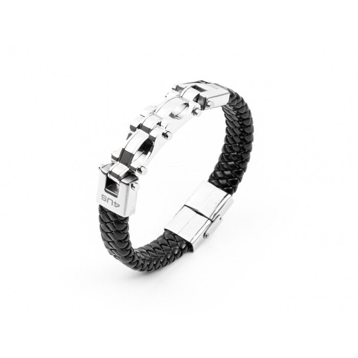 Bracciale in pelle e acciaio