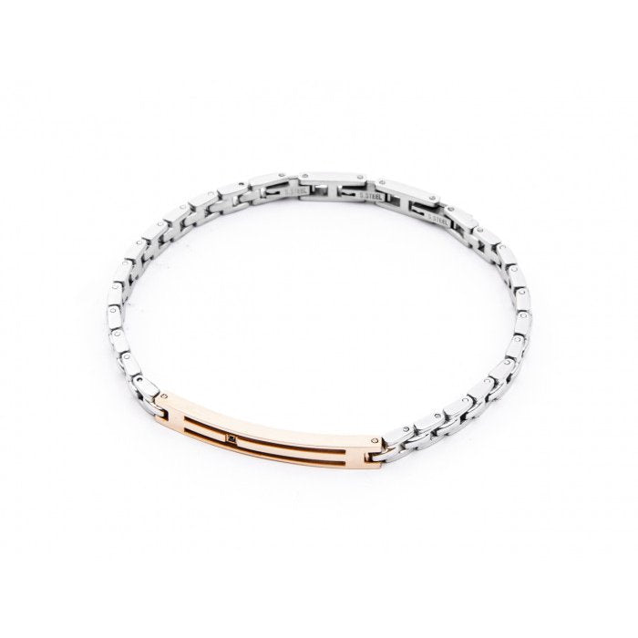 Bracciale maglia piatta piastra rosè