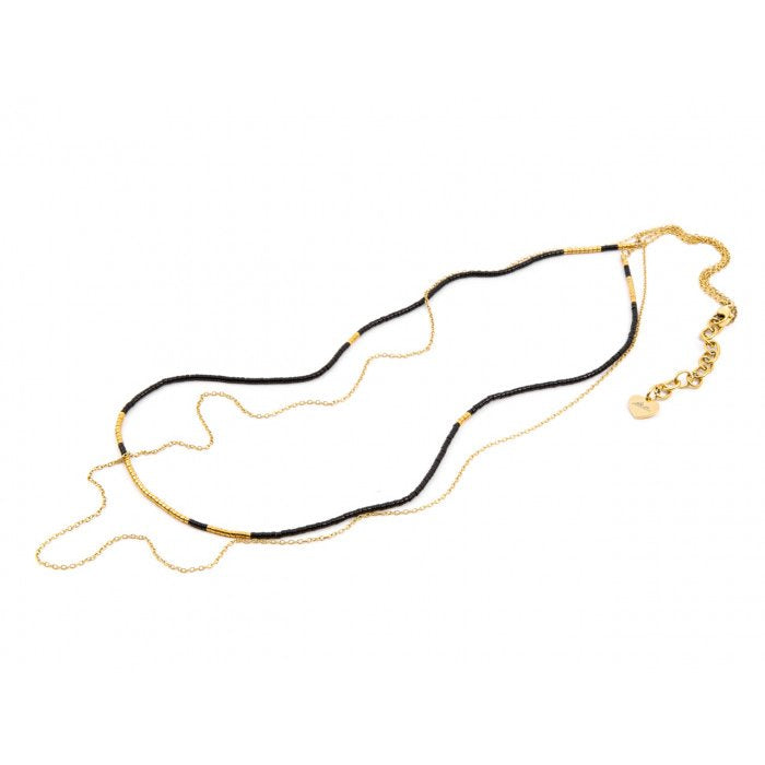 Collana multifilo con perline nere