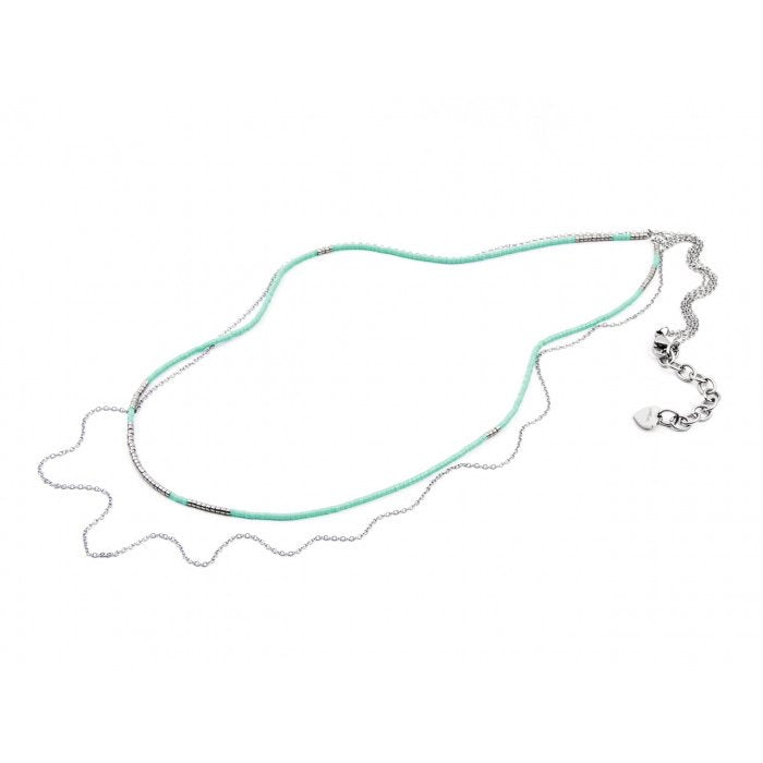 Collana multifilo con perline verde acqueo