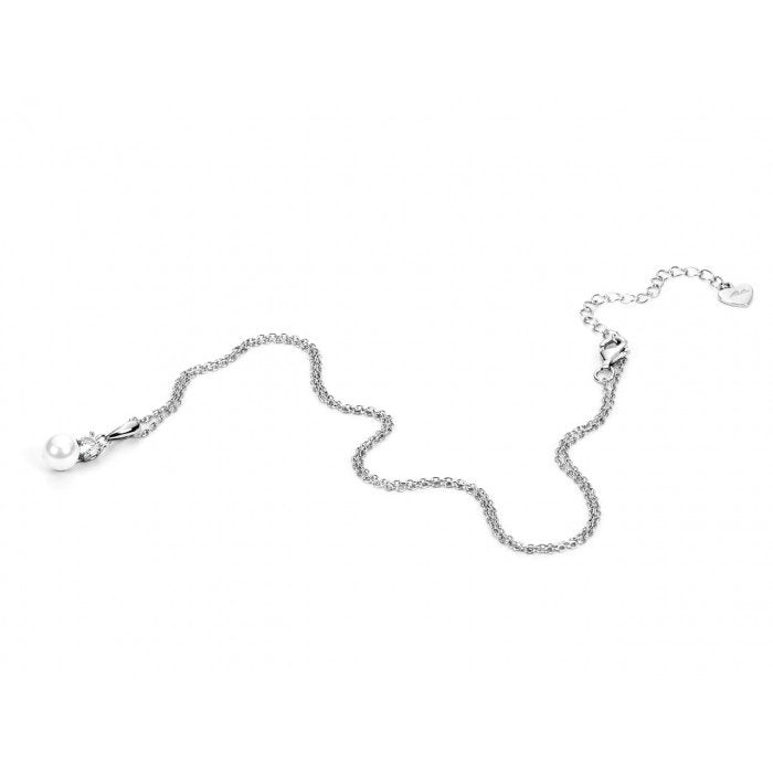 Collana pendente perla 6mm e zircone
