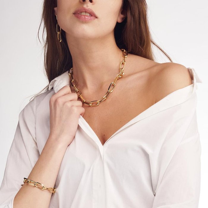 Bracciale in bronzo dorato catena forzatina