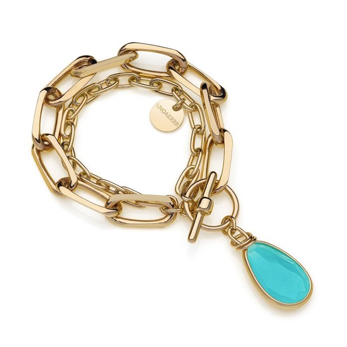 Bracciale di catena con cristallo turchese
