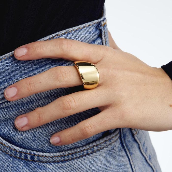 Anello in bronzo dorato a fascia