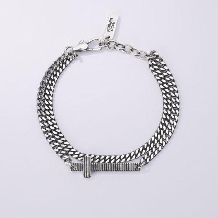 BRACCIALE MULTICHAIN GROUMETTE CON CROCE RIGATA