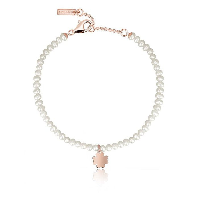 BRACCIALE PERLE E QUADRIFOGLIO