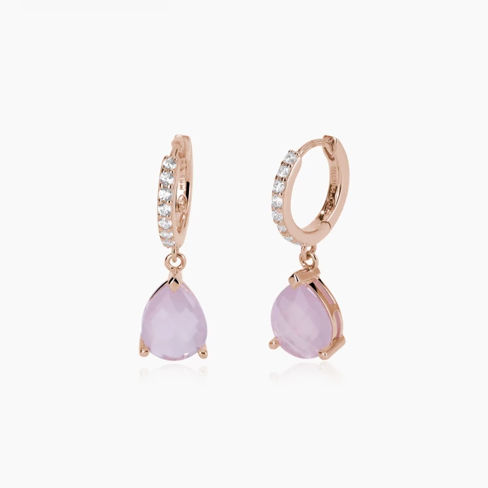 ORECCHINI CON GOCCIA IN QUARZO ROSA