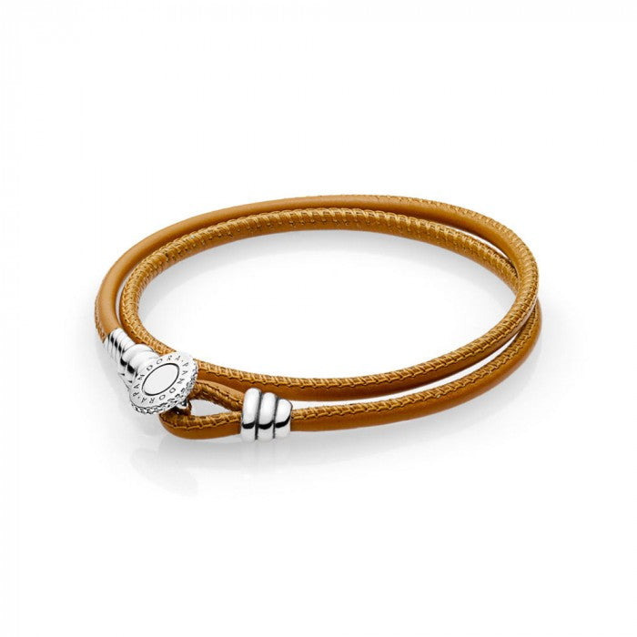 Bracciale pelle doppio giro marrone