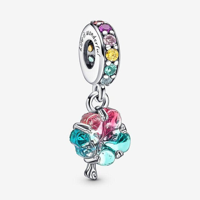 Charm Pendente Albero Arcobaleno Vetro di Murano