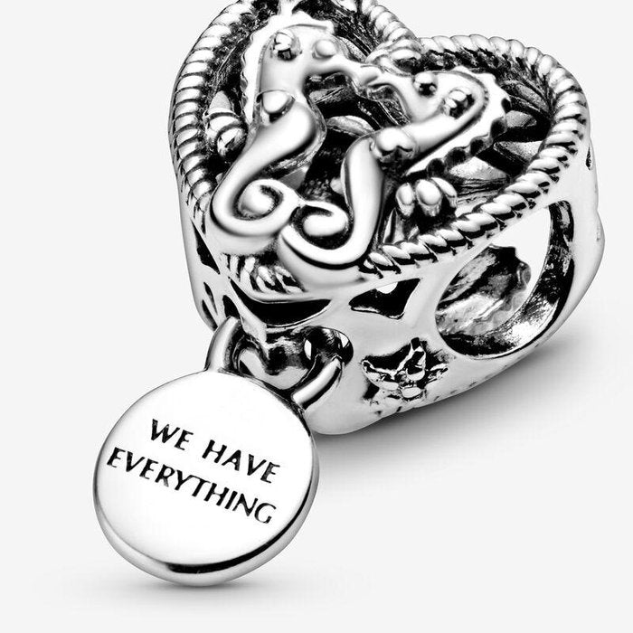 Charm openwork Cuore e cavallucci marini