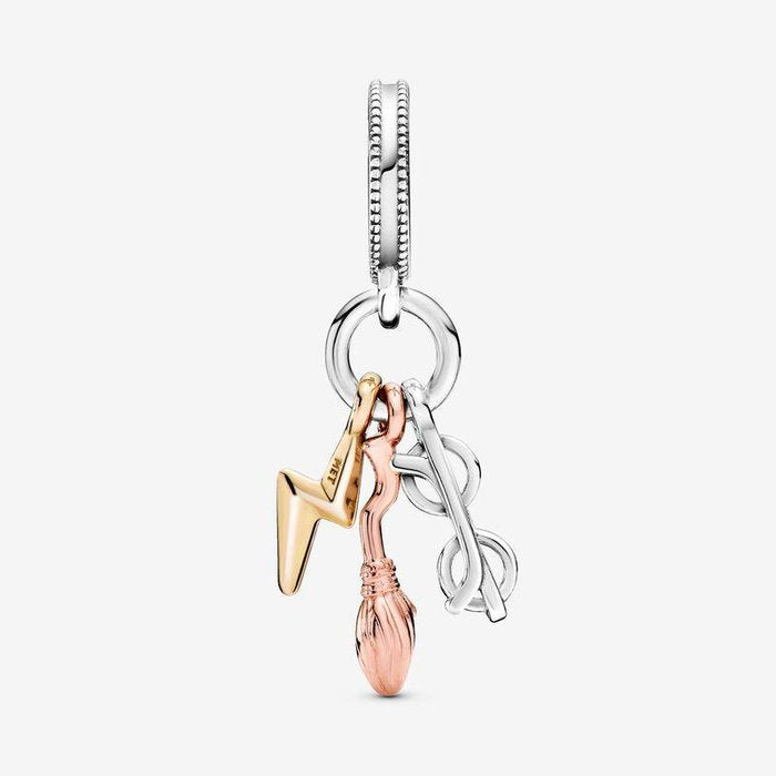 Charms Harry Potter, charm pendente Occhiali, Nimbus 2000 e Saetta