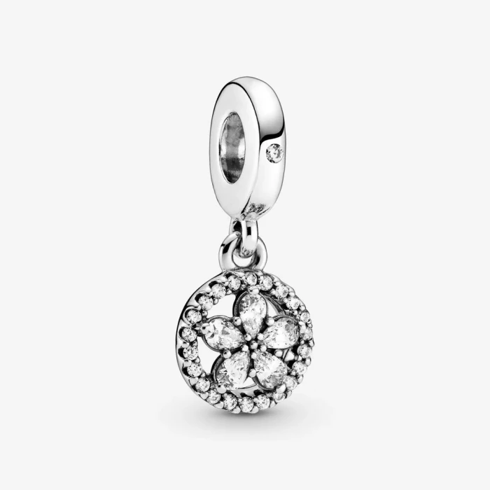 Charm pendente Cerchio e fiocco di neve scintillante
