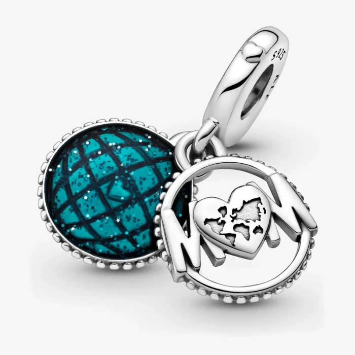 Charm pendente Mum, con globo luccicante