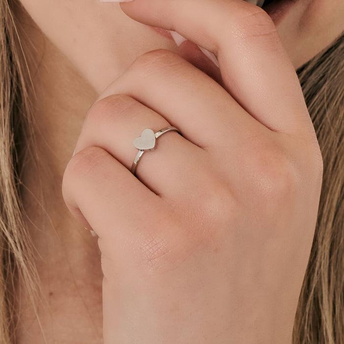 ANELLO DONNA IN ACCIAIO CON CUORE PIENO