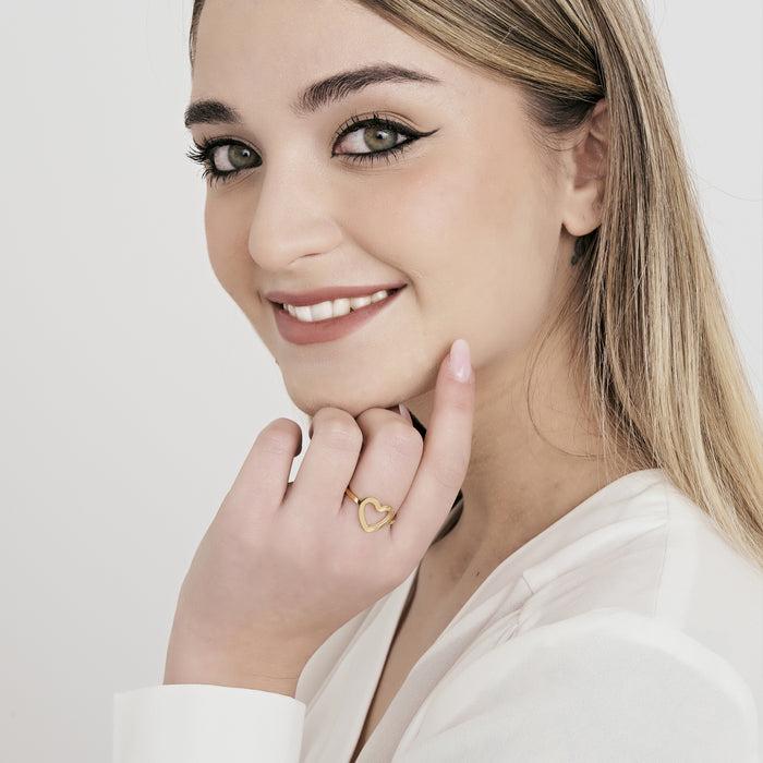 ANELLO DONNA IN ACCIAIO IP GOLD CON CUORE