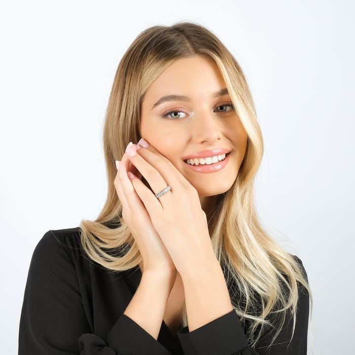 ANELLO DONNA IN ACCIAIO CON CRISTALLI BIANCHI