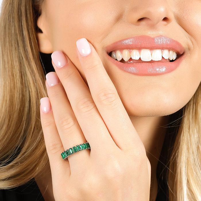 ANELLO DONNA IN ACCIAIO REGOLABILE CON CRISTALLI VERDI