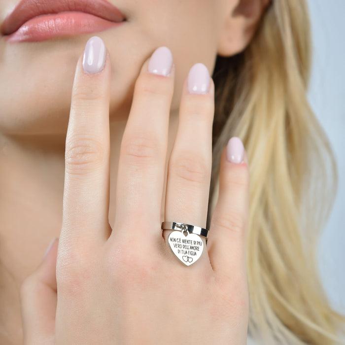 ANELLO DONNA IN ACCIAIO NON C'E' NIENTE DI PIù VERO DELL'AMORE DI TUA FIGLIA