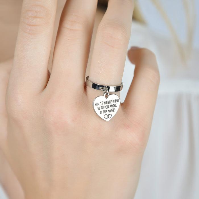 ANELLO DONNA IN ACCIAIO NON C'E' NIENTE DI PIù VERO DELL'AMORE DI TUA MADRE