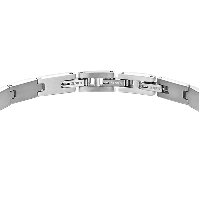 BRACCIALE UOMO CON PIASTRA IN ACCIAIO ED ELEMENTI NERI