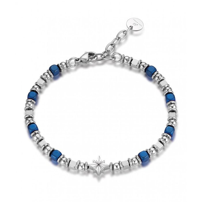 Bracciale Con Ematite Blu E Rosa Dei Venti