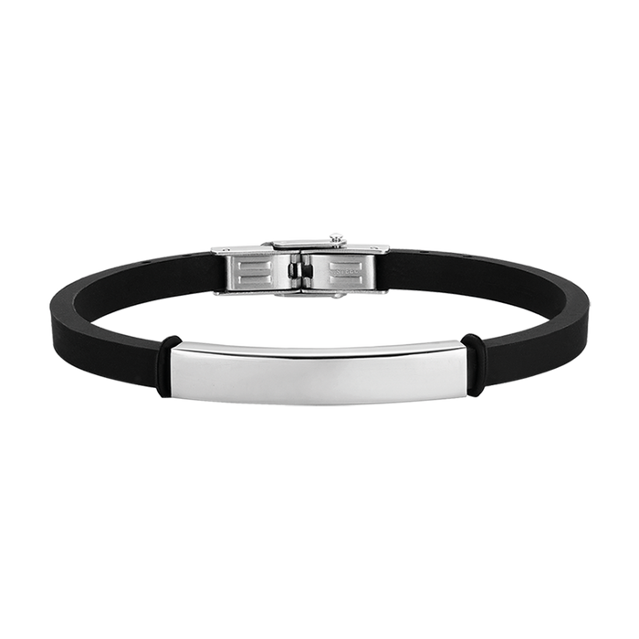 BRACCIALE UOMO IN SILICONE CON PIASTRA IN ACCIAIO