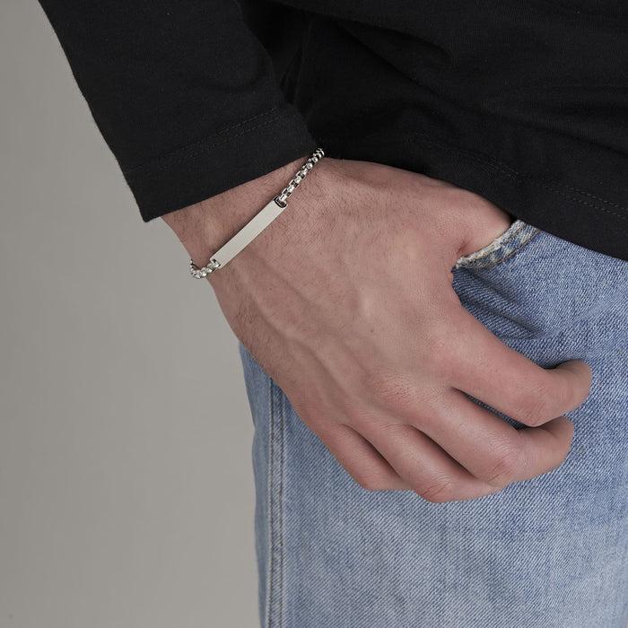 BRACCIALE UOMO IN ACCIAIO CON PIASTRA PERSONALIZZABILE