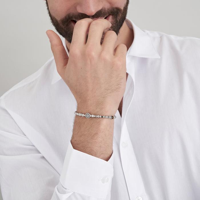 BRACCIALE UOMO IN ACCIAIO CON OCCHIO DI TIGRE E TIMONE
