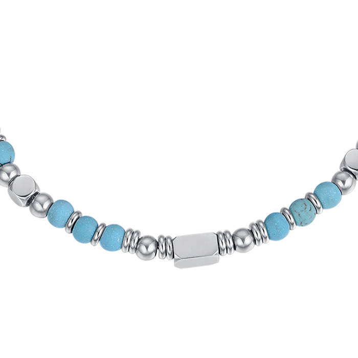 BRACCIALE UOMO IN ACCIAIO CON PIETRE TURCHESI ED ACCIAIO