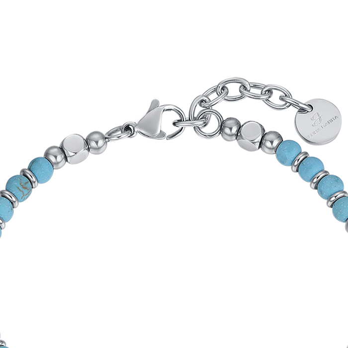 BRACCIALE UOMO IN ACCIAIO CON PIETRE TURCHESI ED ACCIAIO