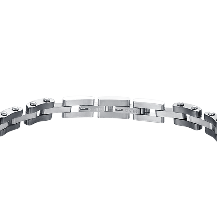 BRACCIALE UOMO IN ACCIAIO IP ROSE CON ELEMENTI IN CERAMICA NERA ED ANCORA