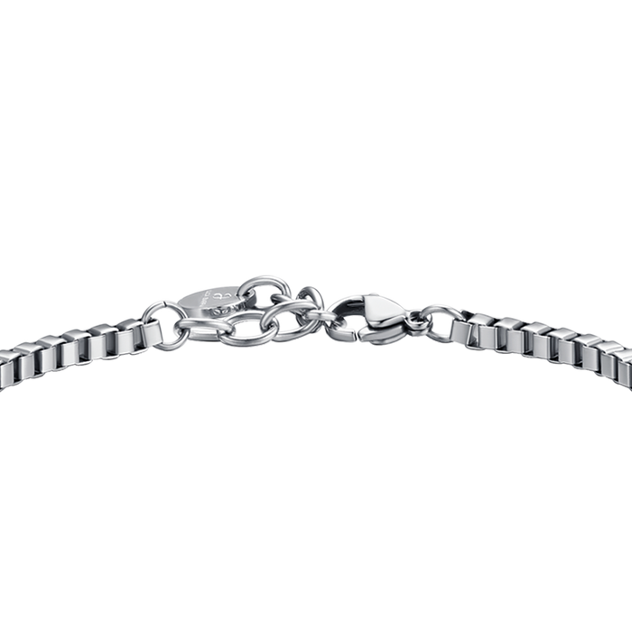 BRACCIALE UOMO IN ACCIAIO CON PIASTRA E CRISTALLI NERI