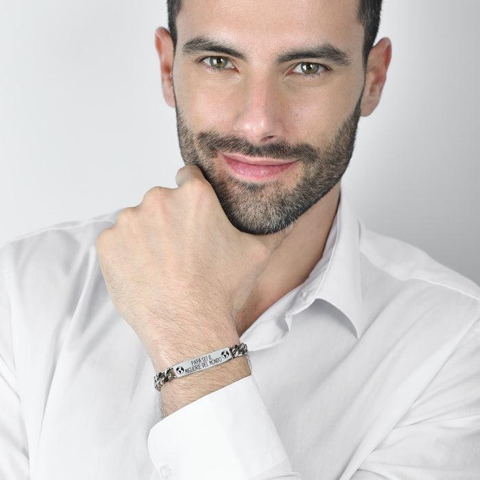 BRACCIALE UOMO IN ACCIAIO PAPA' SEI IL MIGLIORE DEL MONDO