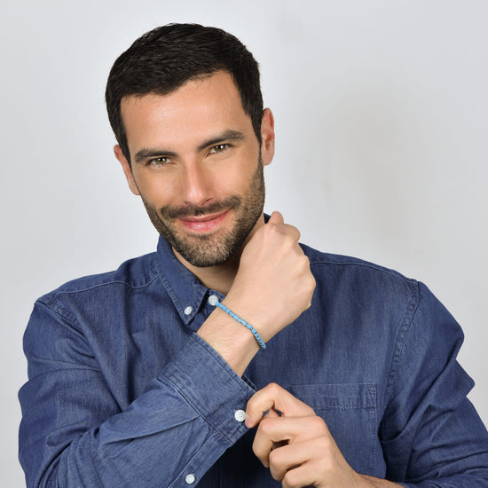 BRACCIALE UOMO IN ACCIAIO CON PIETRE TURCHESI