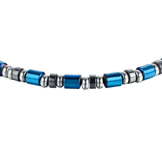 BRACCIALE UOMO IN ACCIAIO CON PIETRE BLU E GRIGIE
