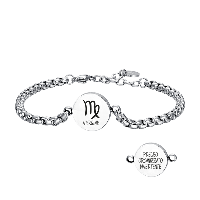 BRACCIALE UOMO IN ACCIAIO SEGNO ZODIACALE VERGINE PIASTRA