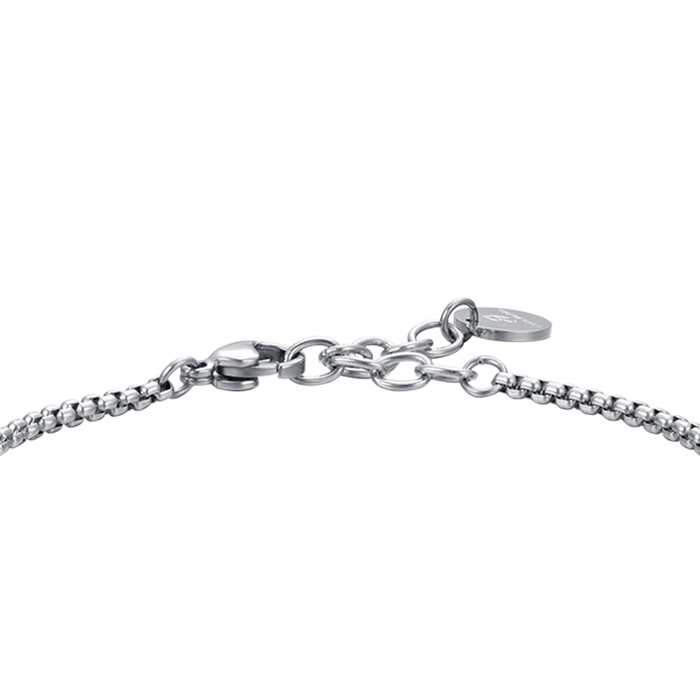 BRACCIALE UOMO IN ACCIAIO ELEMENTO CON FERRO DI CAVALLO SILVER E SMALTO NERO